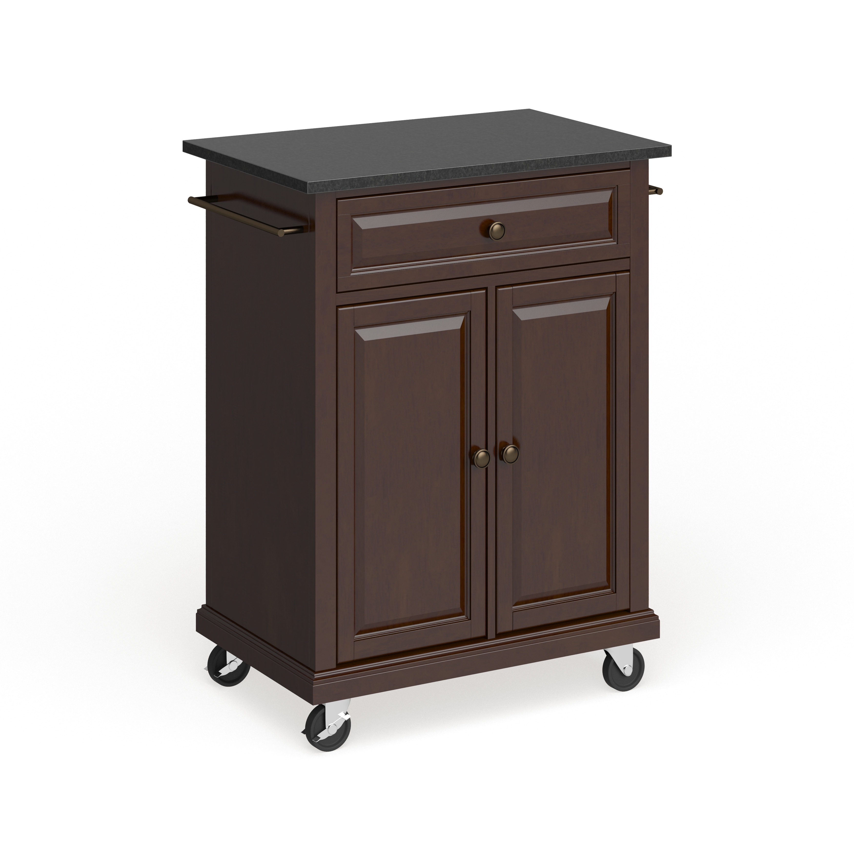 Crosley Compact Solid Black Granite Top Portable Kitchen Cart/ Island in Vintage Mahogany Finish - 18"d x 31"w x 35.5"h