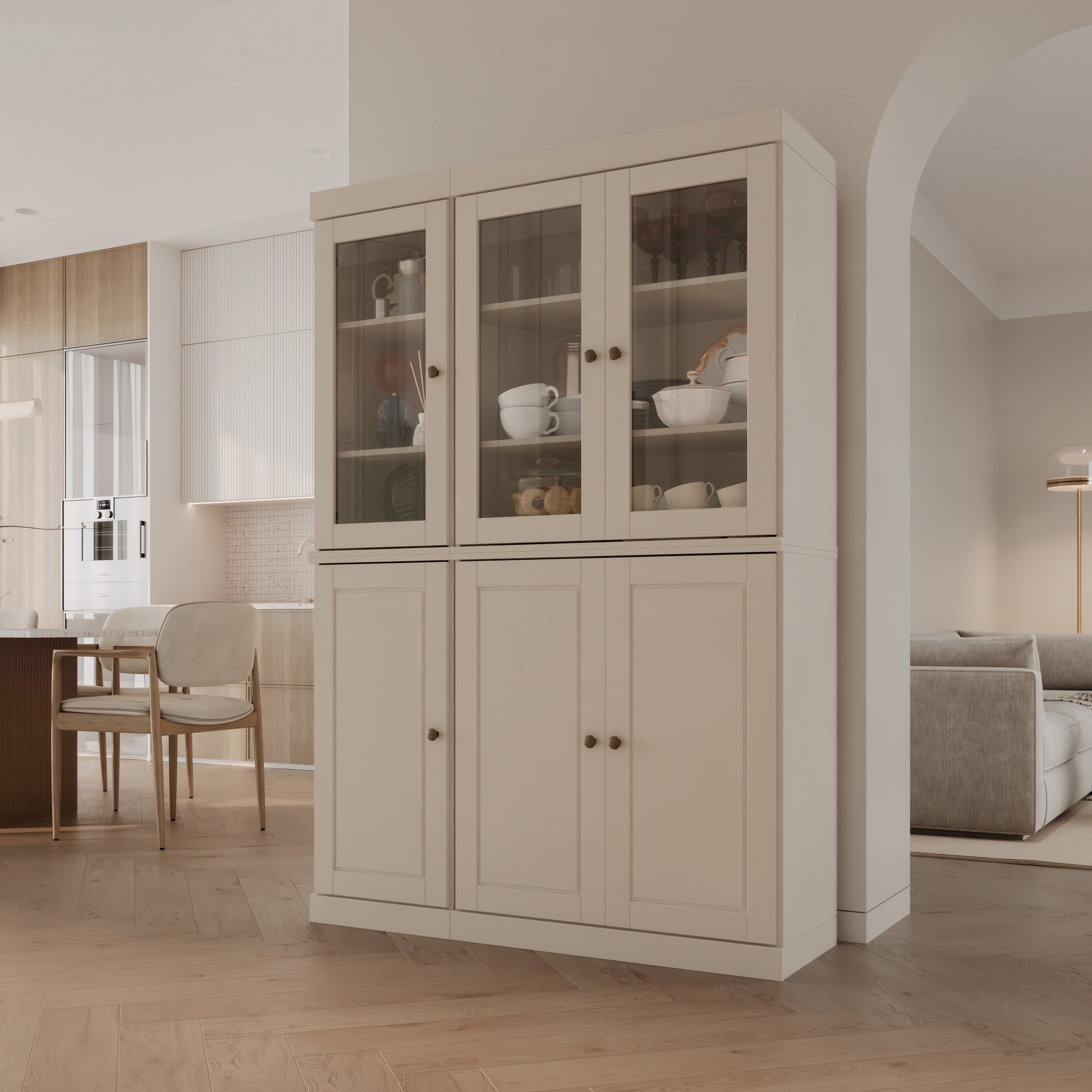 Palace Imports 100% Solid Wood Pantry China Cabinet, Raised Panel & Clear Glass Doors, 48.5" Wide, 71.5" Tall - 48.5" x 71.5"
