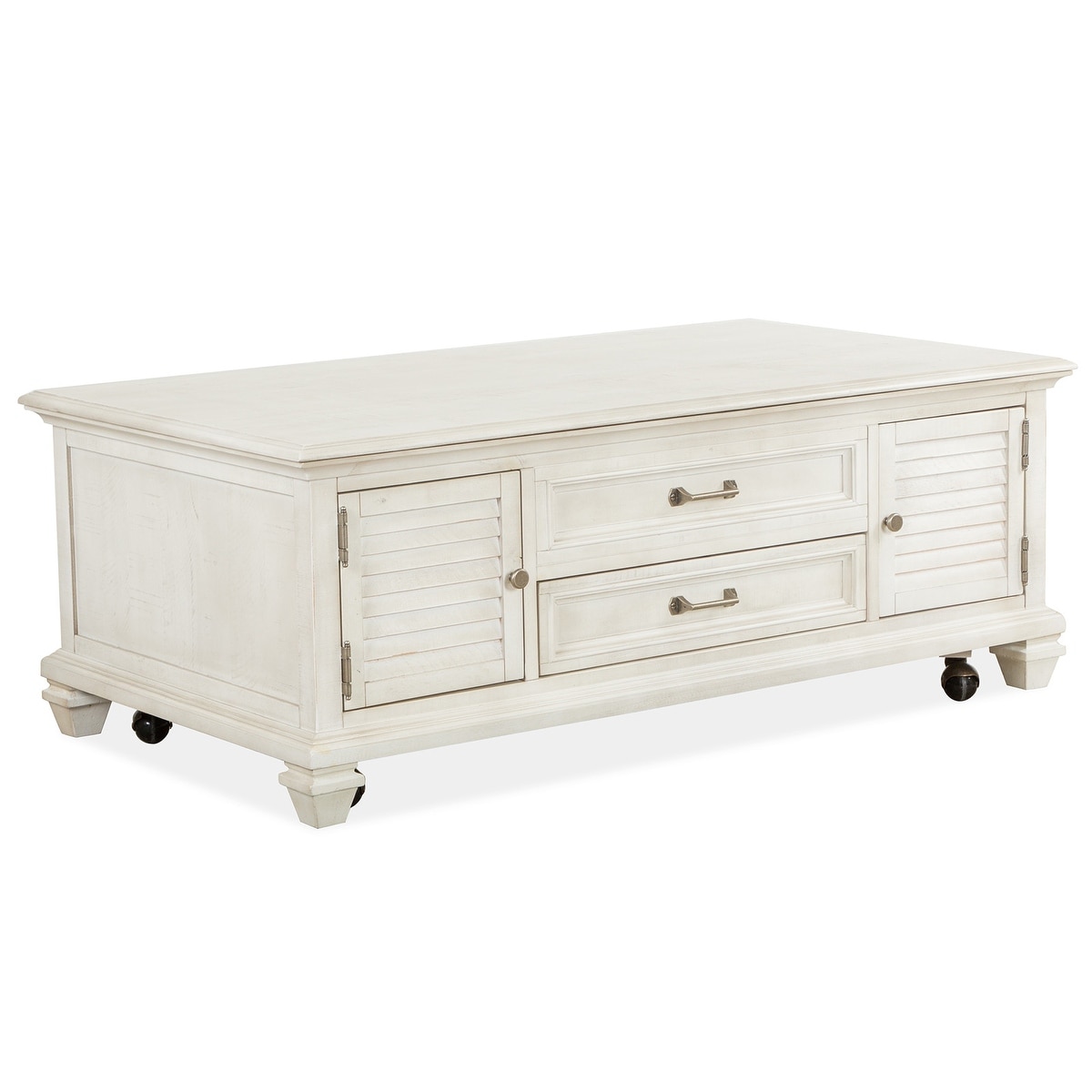 Magnussen Home Newport Alabaster Lift Top Storage Cocktail Table with Casters - 50''W x 28''D x 18.5''H