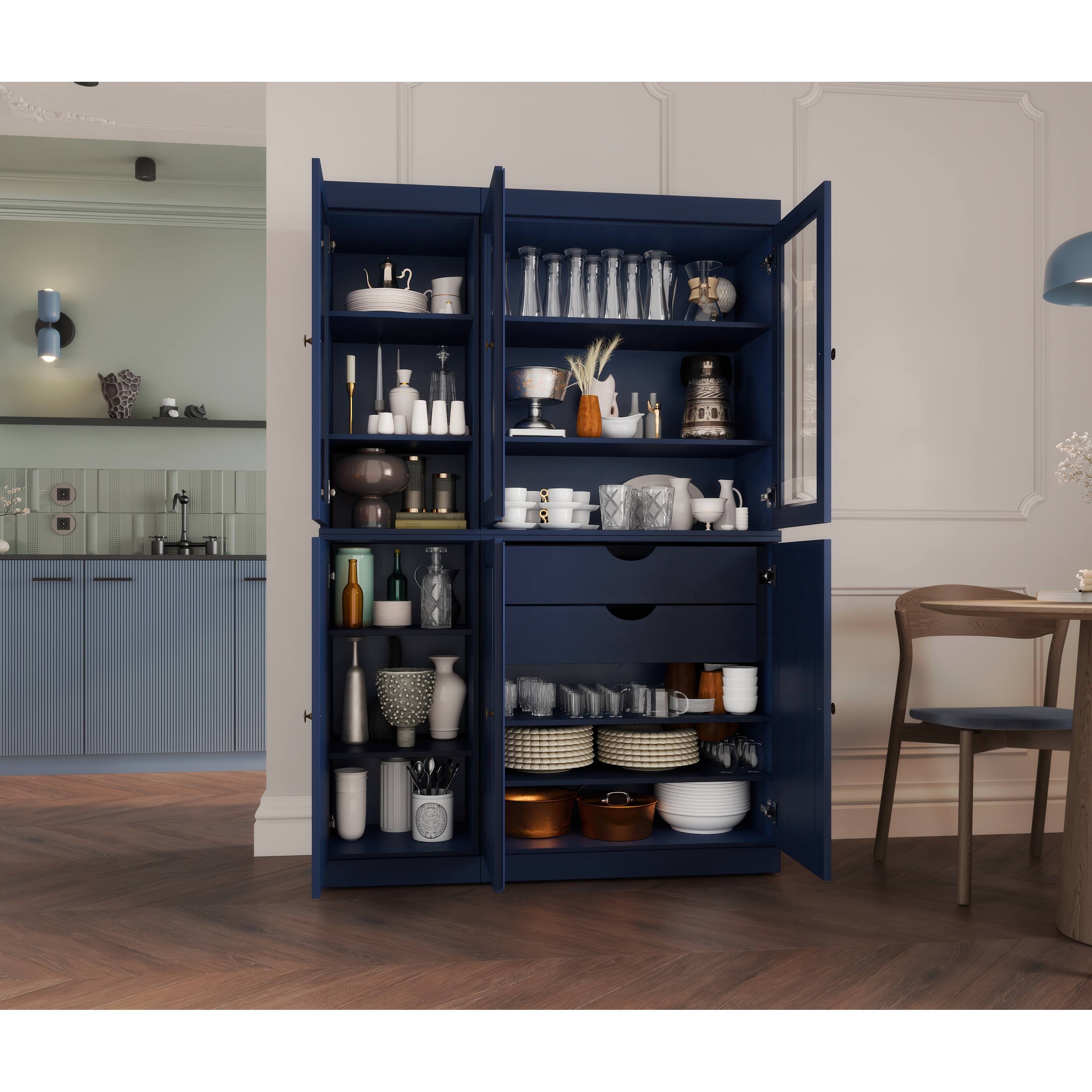 Palace Imports 100% Solid Wood Pantry China Cabinet, 2 Drawers, Adjustable Shelves, 48.5" Wide, 71.5" Tall - 48.5" x 71.5"