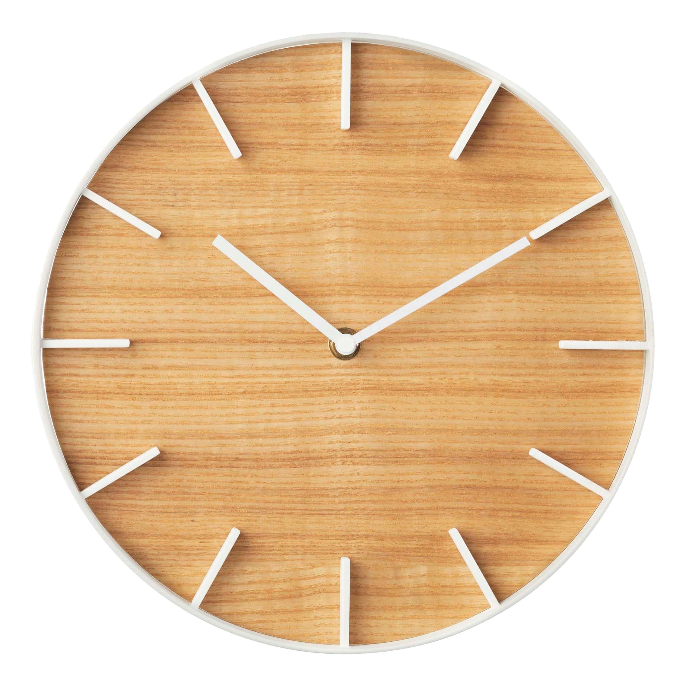Yamazaki Home Wall Clock, Steel & Wood - L 1.65 x W 10.43 x H 10.43 inches