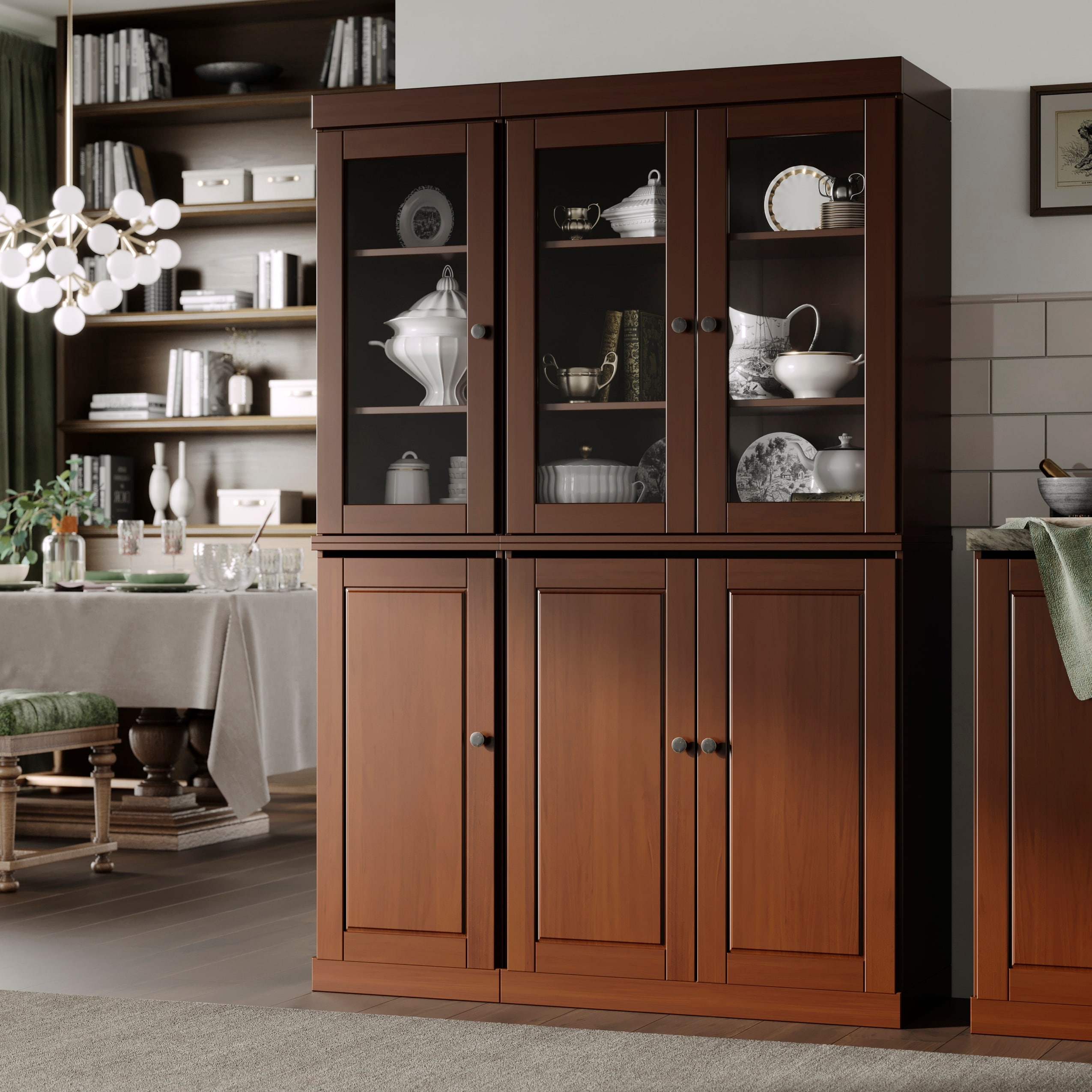 Palace Imports 100% Solid Wood Pantry China Cabinet, Raised Panel & Clear Glass Doors, 48.5" Wide, 71.5" Tall - 48.5" x 71.5"