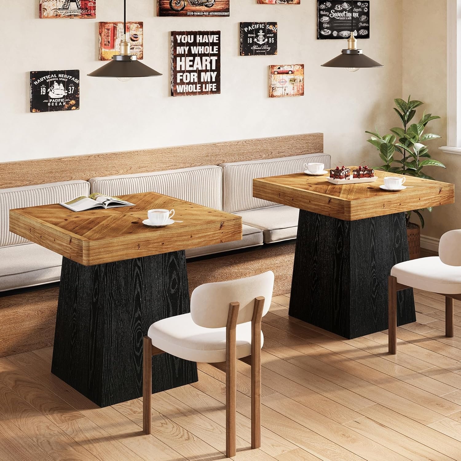 31.5-Inch Solid Wood Square Dining Table for 2-4 for Dining Room, Living Room, Small Space