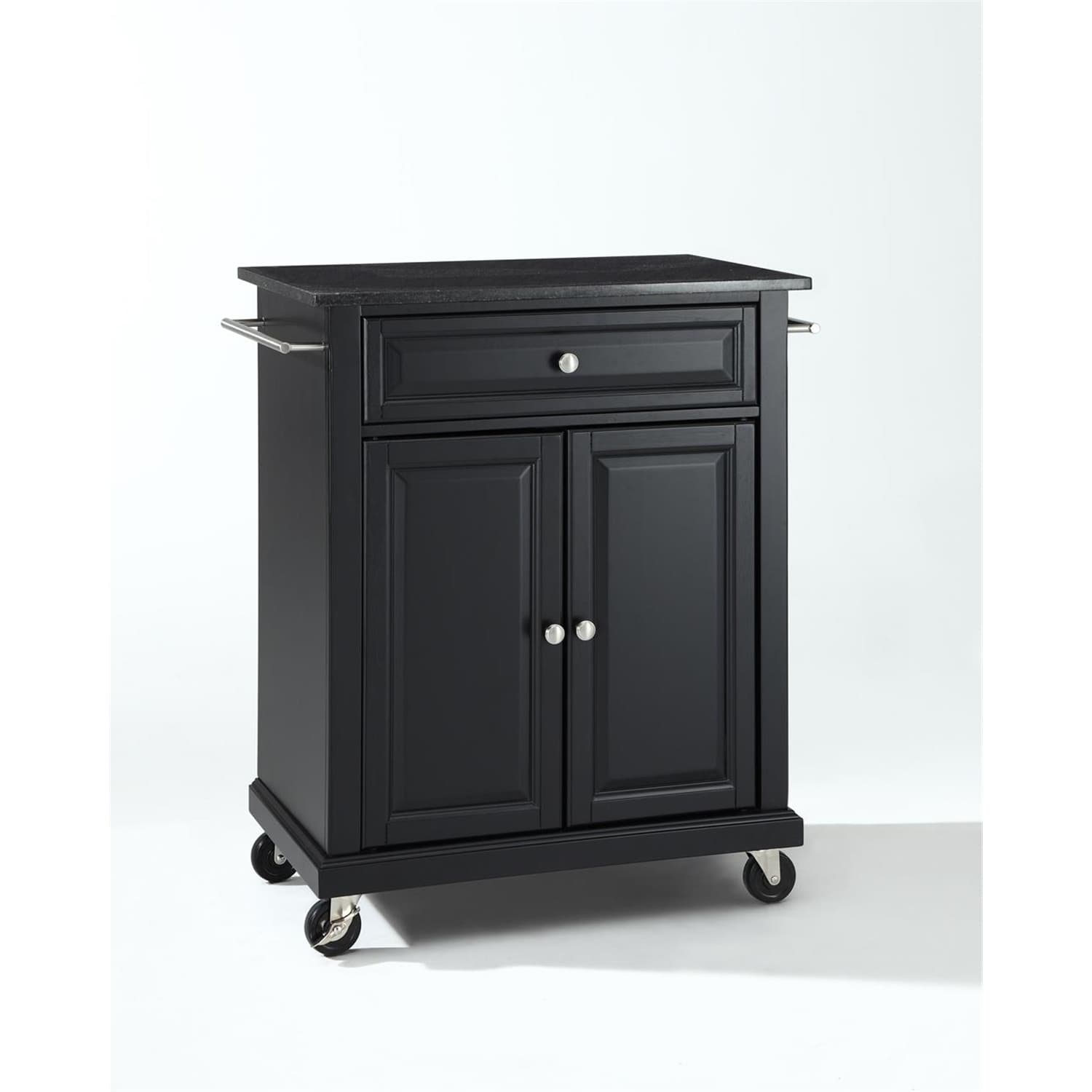 Kitchen Cart Granite Top Mobile Island Storage, Adjustable Shelf, Kitchen Organizer, Rolling Utility Cart - White/Black