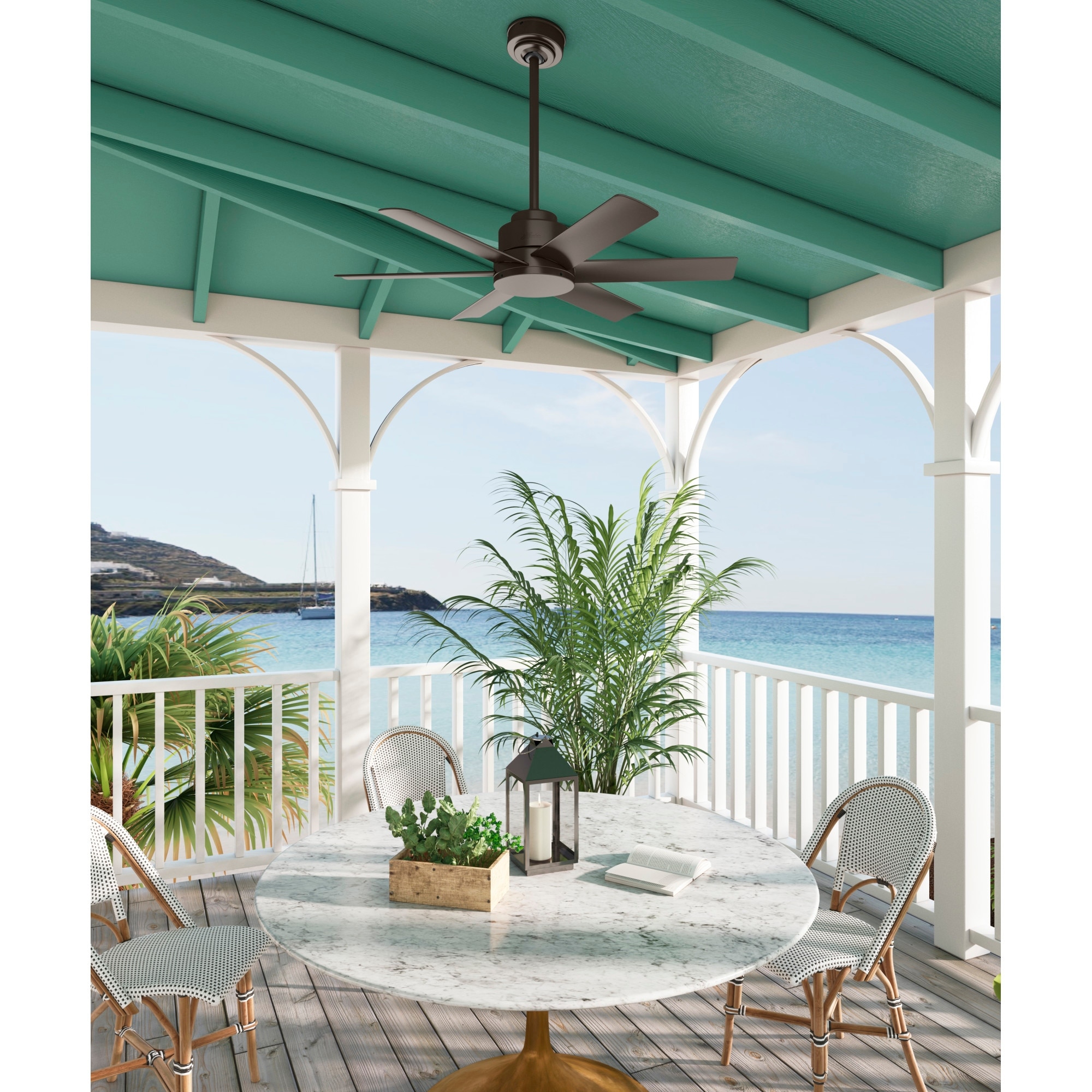 Hunter 44" Kennicott Outdoor Ceiling Fan with Wall Control, Damp Rated - Industrial, Contemporary, Transitional