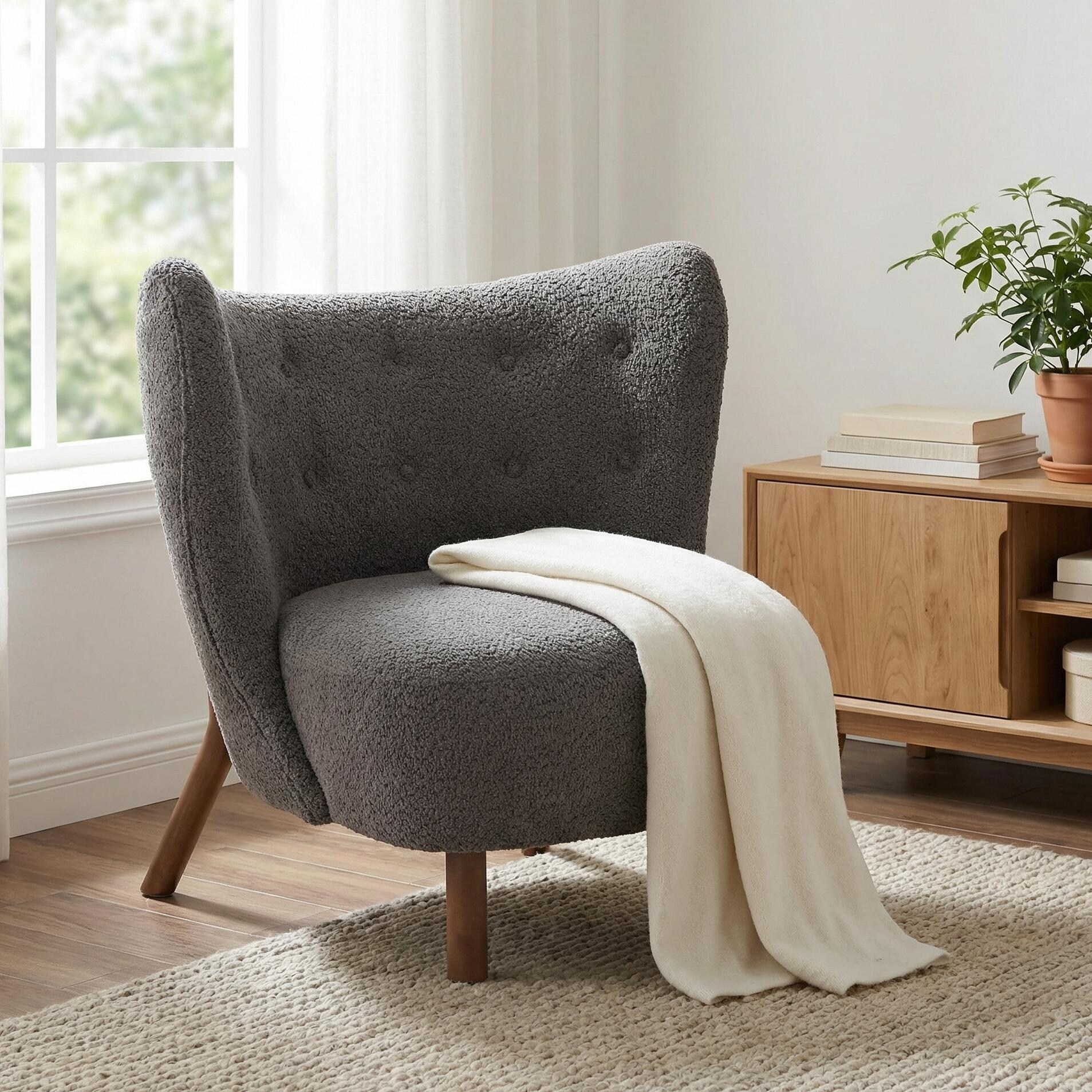 Christopher Knight Home - Aurora Modern Upholstered Accent Chair with High-Resilience Seat Cushion & Sculptural Backrest