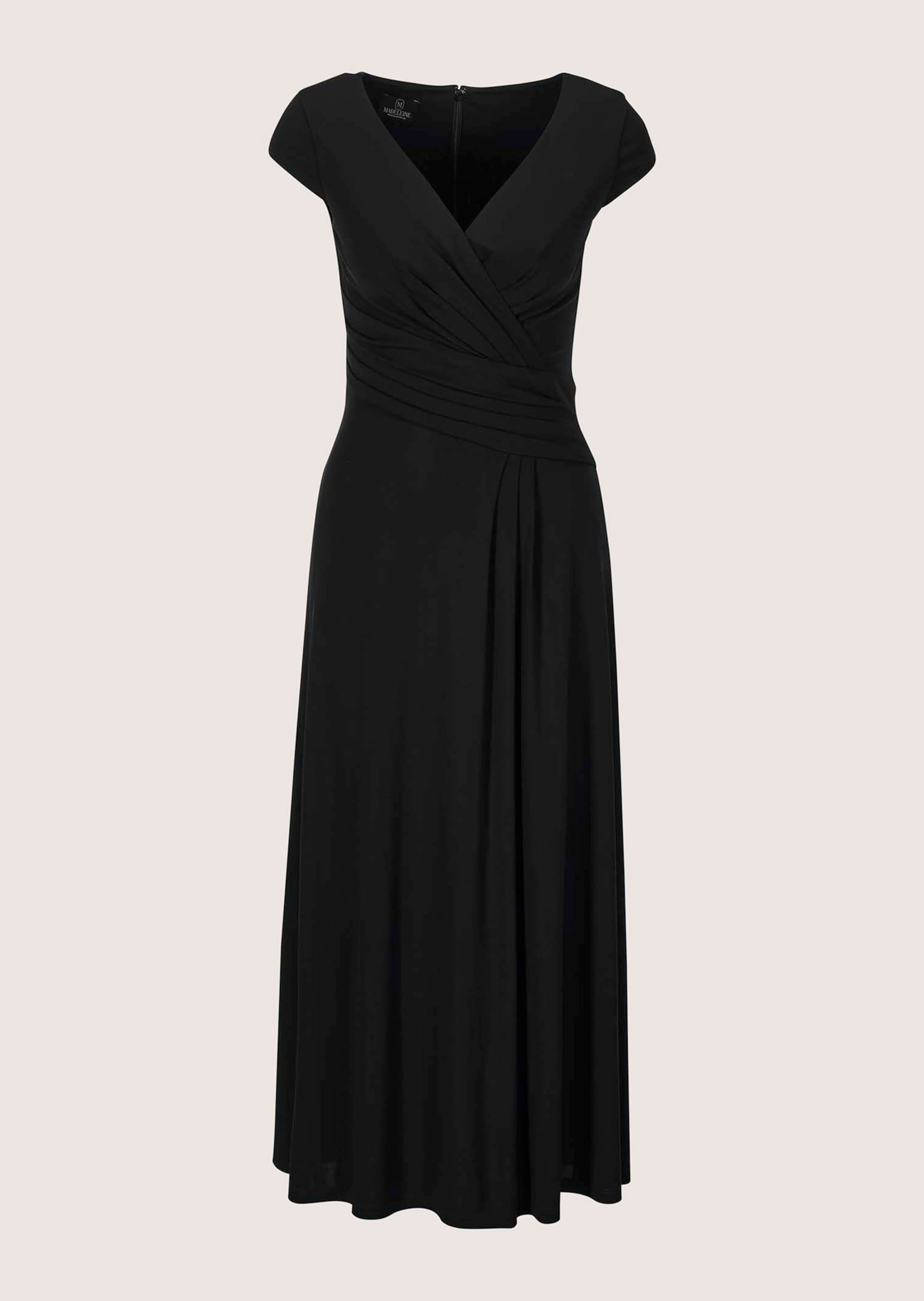 Wickelkleid MADELEINE "Abendkleid Maxikleid in Wickeloptik", Damen, Gr. 38, N-Gr, schwarz, Obermaterial: 96% Viskose CV. 4% Elasthan EL., Modern, figurbetont, V-Ausschnitt, Kleider Wickelkleid, Wickeloptik