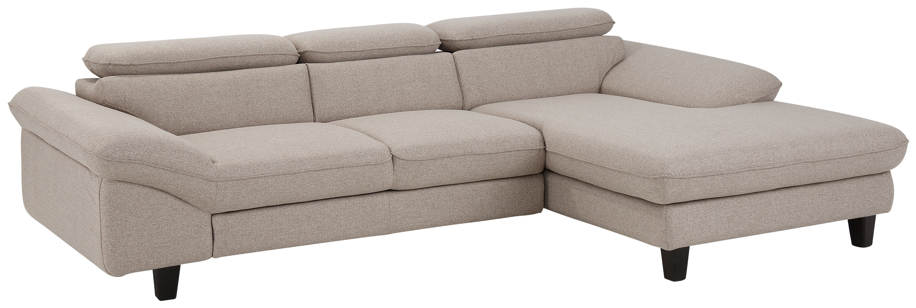 Ecksofa HOME AFFAIRE "Pilot L-Form", sand, B:268cm H:73cm T:108cm, 100% Polyester, Feinstruktur 75000 Scheuertouren, Struktur 35000 Scheuertouren, Microfaser 40000, Sofas, Ecksofa, mit Kopfteilverstellung, wahlweise mit Bettfunktion & Bettkasten Image