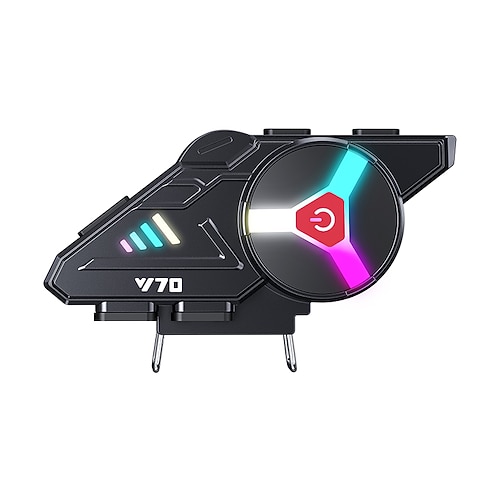 Bluetooth-Headset für Motorradhelme Y70, drahtloses Kommunikationssystem mit RGB-Lichtmodi, CVC-Geräuschunterdrückung, IP67 wasserdicht, Dual-Telefonverbindung, Sprachassistentenunterstützung Image