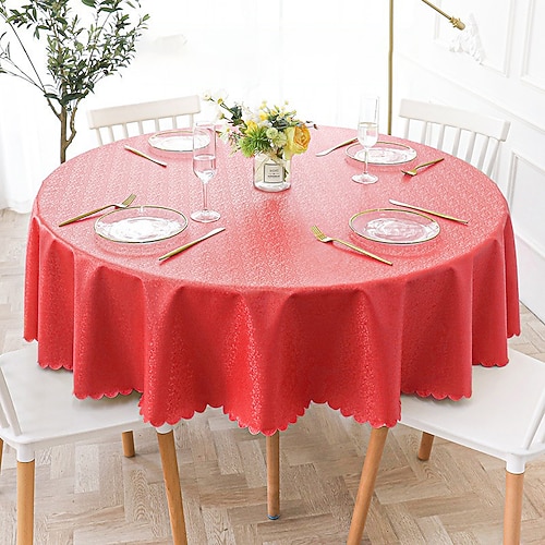 Runde Tischdecke, Vinyl-Tischdecke, abwischbar, Frühlings-Tischdecke, Wachstuch, Bauernhaus-Picknick-Tischdecke im Freien für Hochzeitsessen Image