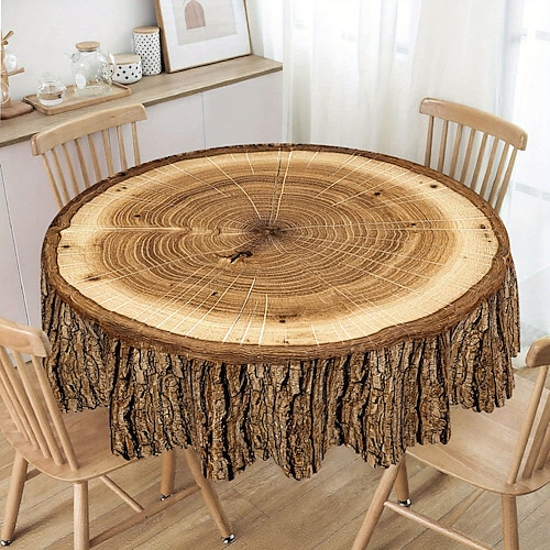 Tischdecke im Vintage-Stil mit Holzmaserung, rustikaler Landhausstil, ideal für Küche oder Wohnzimmer. Image