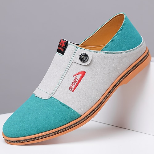 Türkis-weiße Herren-Slipper, leichte und bequeme Schuhe zum Hineinschlüpfen, weiche und elegante Freizeitschuhe für Alltag, Reisen, Autofahren und Sommerfreizeit