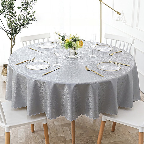 Runde Tischdecke, Vinyl-Tischdecke, abwischbar, Frühlings-Tischdecke, Wachstuch, Bauernhaus-Picknick-Tischdecke im Freien für Hochzeitsessen Image
