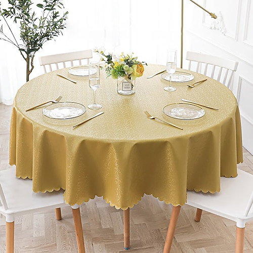 Runde Tischdecke, Vinyl-Tischdecke, abwischbar, Frühlings-Tischdecke, Wachstuch, Bauernhaus-Picknick-Tischdecke im Freien für Hochzeitsessen Image