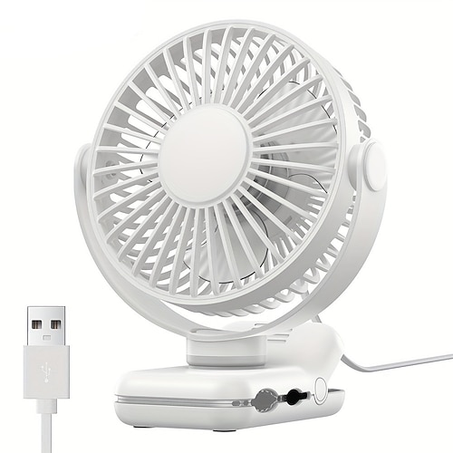 Tragbarer Mini-Tischventilator mit USB-Anschluss und 720°-Drehung für Kinderwagen, Büro, Bett, Studentenwohnheim und Zuhause. Leiser, persönlicher Ventilator mit 3 Geschwindigkeitsstufen, Image