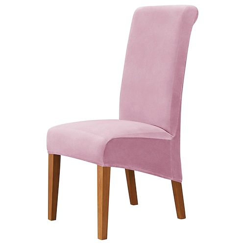 Stuhlhussen aus Samt, burgunderfarbener Stretch-Stuhlbezug, Stuhlschutzbezüge aus Spandex mit hoher Rückenlehne, Sitzbezug mit Gummiband für Esszimmer, Hochzeit, Zeremonie, Bankett Image