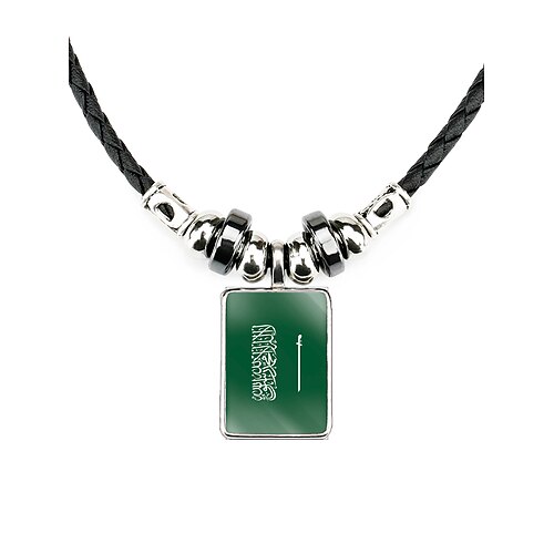 Herren-Legierung Acryl-Halskette mit Anhängern in Nationalflaggen-Optik, verschiedene Ländermotive, lässiger Boho-Stil, perfekt für Fußballfans, Spieltage und Outdoor-Aktivitäten. Alltagskleidung Image