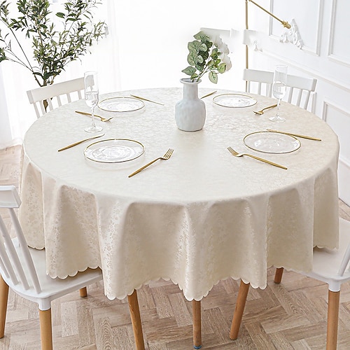 Runde Tischdecke, Vinyl-Tischdecke, abwischbar, Frühlings-Tischdecke, Wachstuch, Bauernhaus-Picknick-Tischdecke im Freien für Hochzeitsessen Image