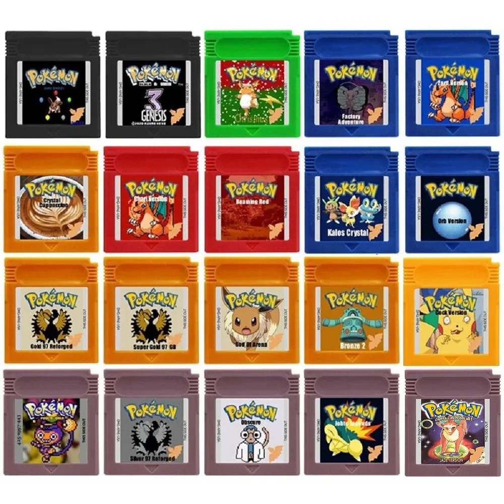 Pokemon Christmas GBC Game Cartridge 16 Bit Video Game Console Card Super Gold 97 GB Dark Energy English Language for GBC/GBA
