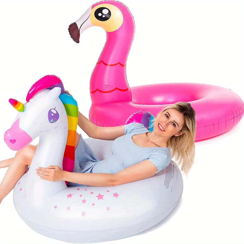 Joyfy Set di 2 Gonfiabili a Forma di Fenicottero e Unicorno, Giocattoli Galleggianti per Piscina, Decorazioni per Feste per Adulti e Bambini