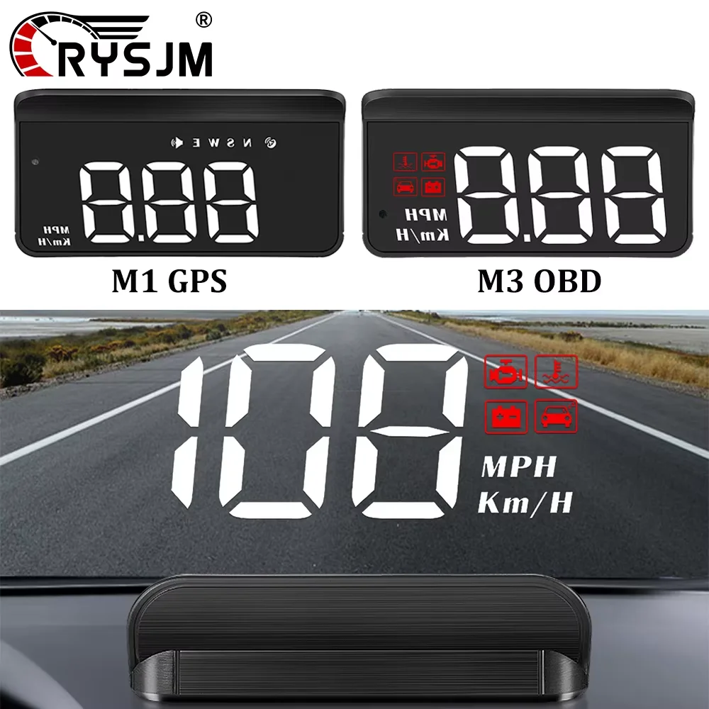 M3 OBD2 HUD / M1 GPS Head Up Display con Proiezione Automatica, Tachimetro GPS Digitale, Accessori Auto, Proiettore su Vetro, Display HUD con Allarme