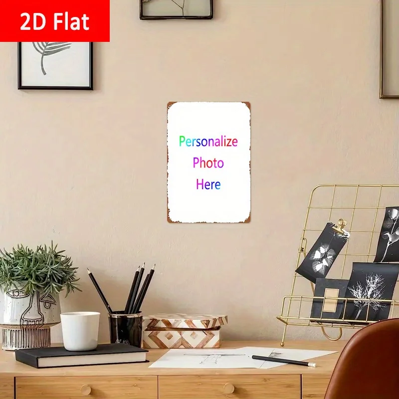 1 Stück personalisiertes Metallschild mit individuellem Foto – Laden Sie Ihr eigenes Bild hoch, Vintage-Wandkunst mit individuellem Bild, 8x12 Zoll (20x30 cm) Image
