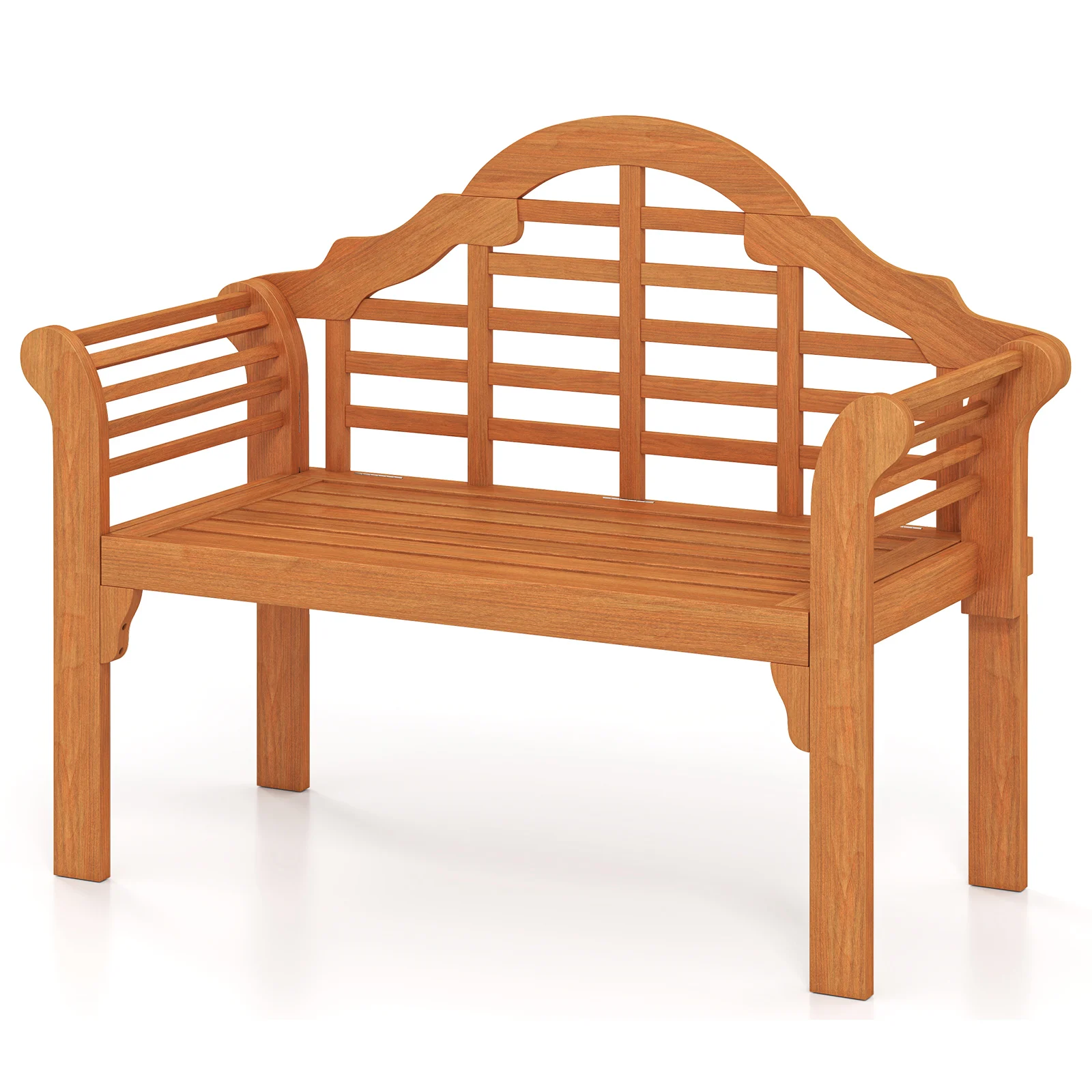 Outdoor-Holzklappbank, 2-Personen-Terrassen-Gesprächsbank, Akazienholz-Loveseat-Bank für Veranda, Garten, Poolbereich