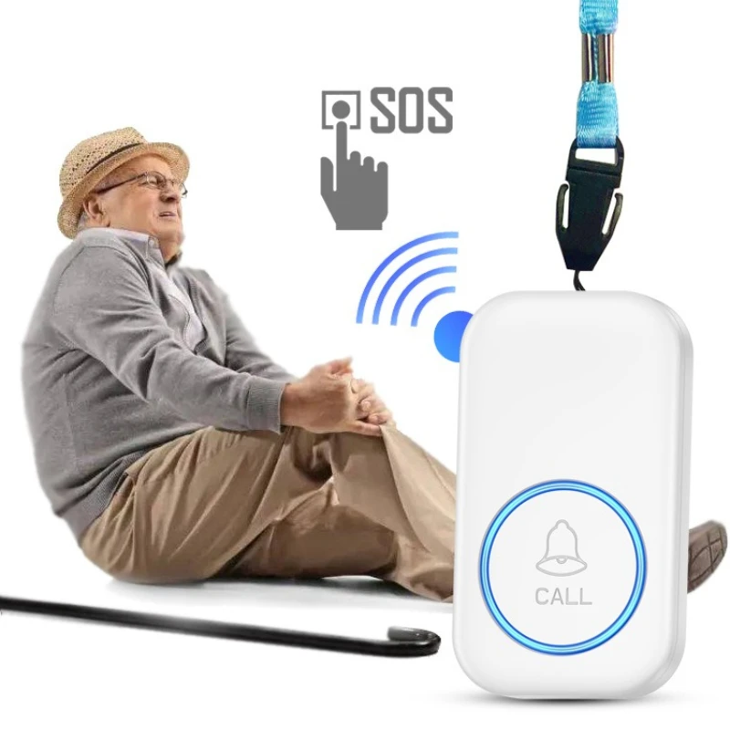 Sicherheitsalarm für Zuhause, kabellos, Notfall-Ruftaste für versehentliche Verletzungen, drahtloser Ein-Knopf-Fernalarm für Senioren Image