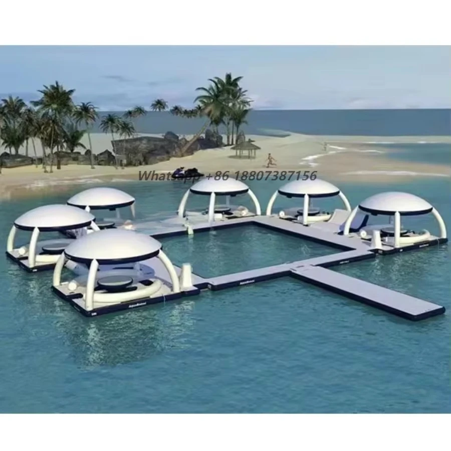Aufblasbare schwimmende Plattformliege, aufblasbares schwimmendes Wasserboot, schwimmende Insel für Wasserparks, aufblasbare schwimmende Insel-Liege