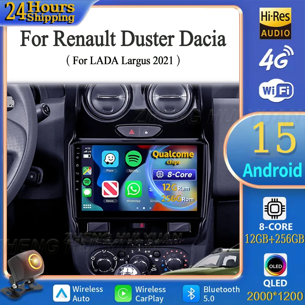 Für Renault Duster Dacia Duster 2015 - 2021 Für LADA Largus 2021 Android 15 Auto Radio Multimedia Player Android auto Carplay RDS Image