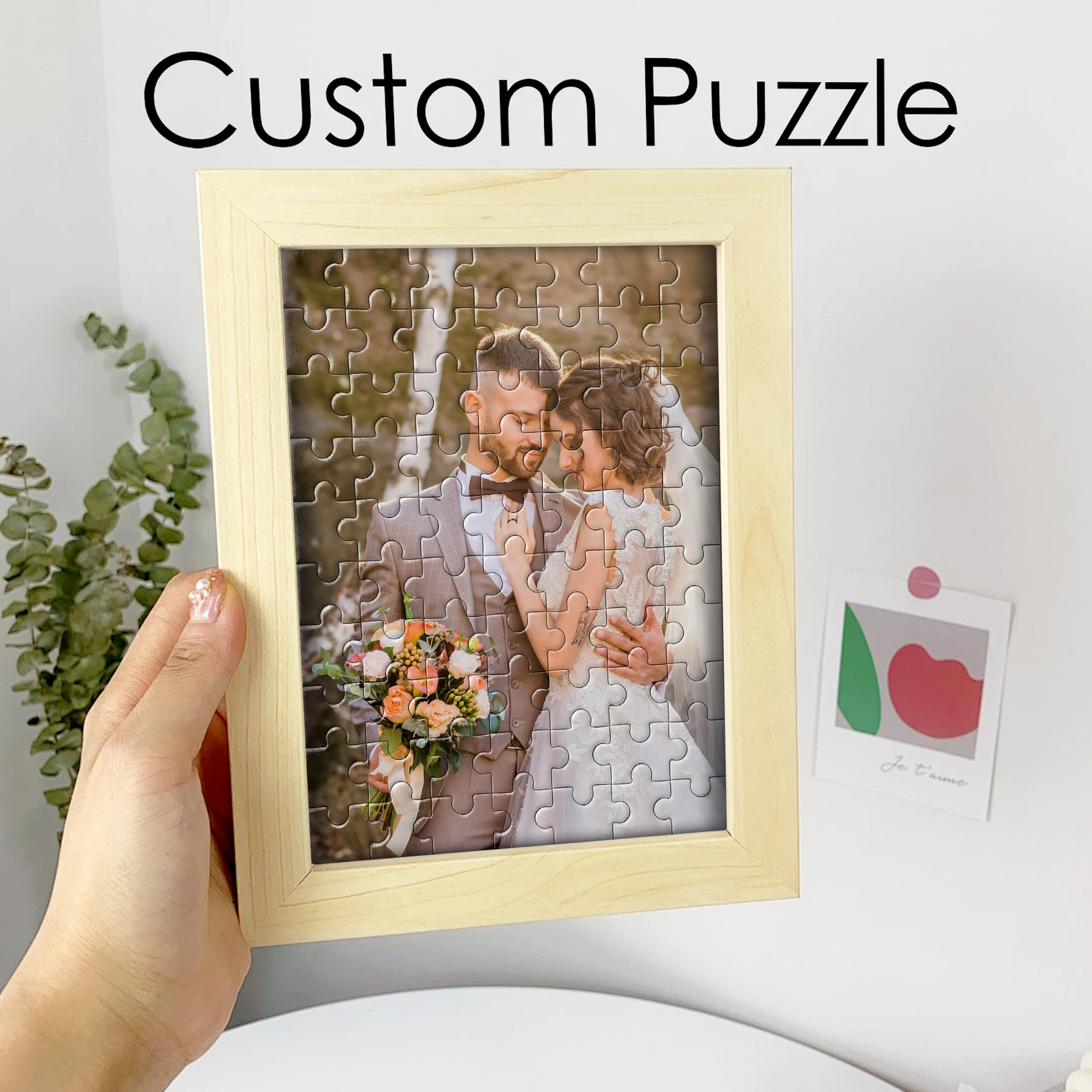 Personalisierte Holzpuzzles, individuelles Puzzle mit Holzrahmen oder nur das Puzzle als Geschenk für Ostern/Abschlussgeschenke/Muttertagsgeschenk Image