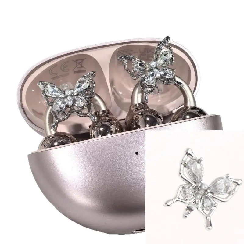 2 Stück hochwertige Strass-Ohrringe zum Aufstecken, Open-Ear-Accessoires, modischer Schmuck, dekorative Ohrhörer, DIY-Dekoration Image