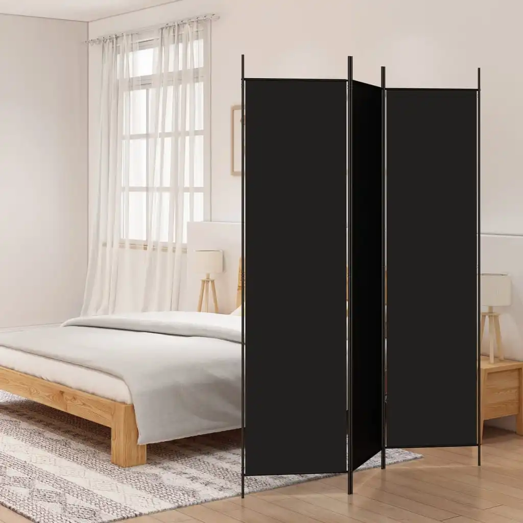 3-4-5-6-teiliger schwarzer Raumteiler 150x200 cm, Stoff-Sichtschutz, faltbarer Raumteiler, Heimdekoration für Teeraum, Büroräume Image