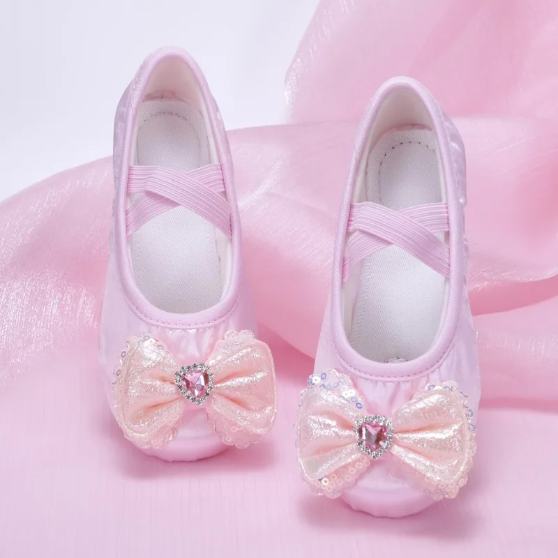 Lila Ballerina-Schuhe, Bühnenschuhe, Ballett-Zubehör, Line-Dance-Schuhe, Freizeitschuhe, Rhythmische Gymnastikschuhe, Zehenschuhe, Tanzkleidung für Mädchen Image