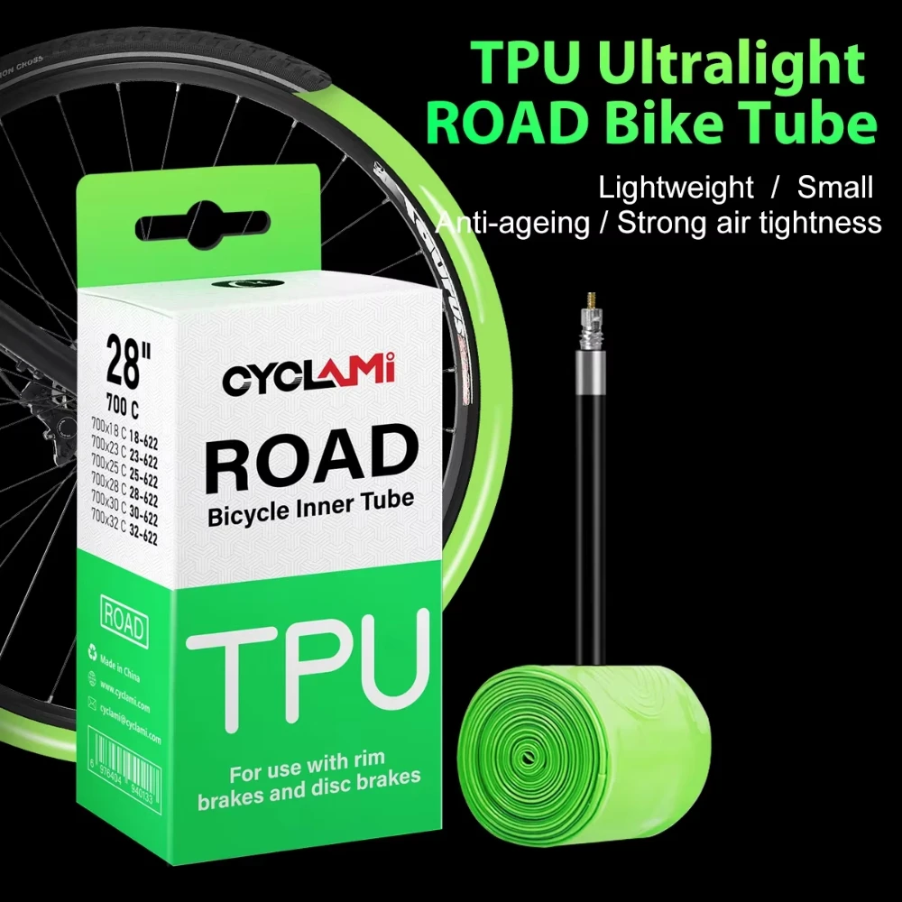 CYCLAMI TPU-Material 45 65 85 mm Länge Französisches Ventil 30g Ultraleichter Fahrradschlauch 700C 18-32c Rennrad MTB Fahrradreifen Image