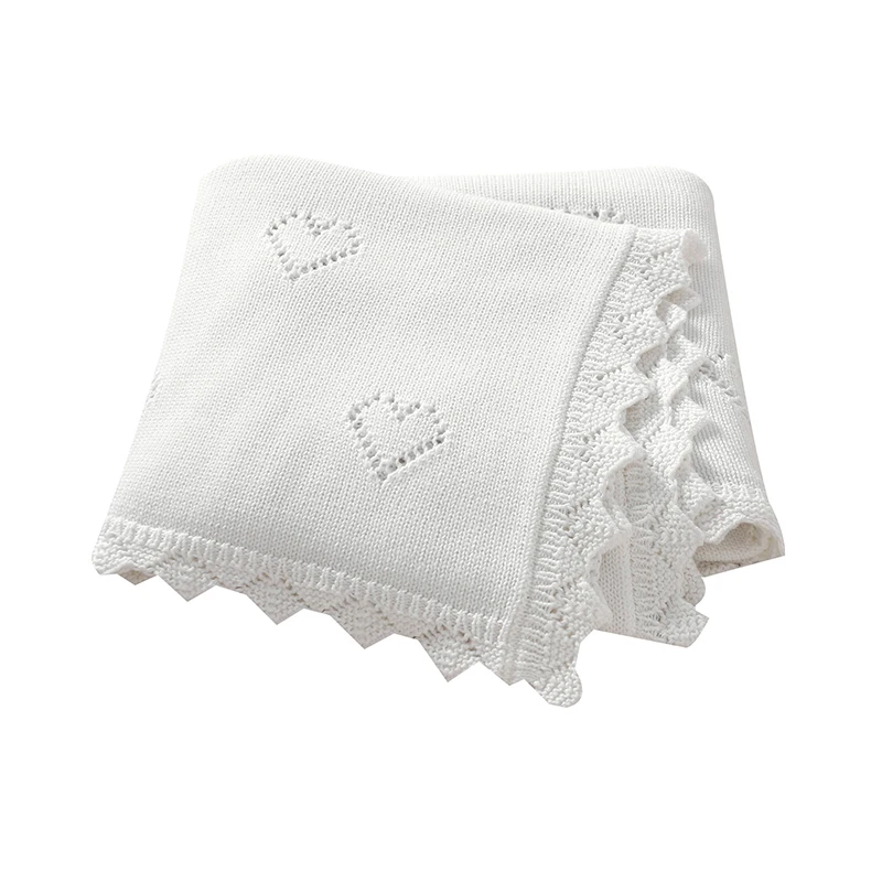 Babydecke aus Baumwolle, 100 x 80 cm, weich gestrickt, für Neugeborene, Jungen und Mädchen, Kinderwagen-Wickeldecke, doppelt verwendbar, für Säuglingsbetten, zellulär strukturiert Image