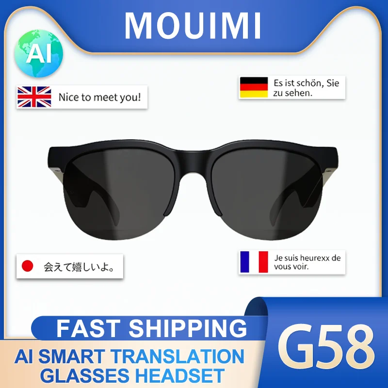 G58 AI Brille Übersetzung Kopfhörer Automatische Stimme Smart Sonnenbrille Multifunktions Outdoor Tourismus Sport Stereo Kopfhörer Image