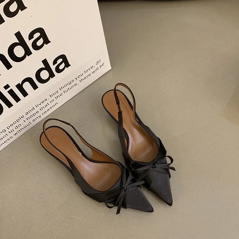 Sommer High Heel Schmetterling-knoten Frauen Sandalen Mode Spitz Singbacks Schuhe Damen Elegante Tanzen Party Pumpen