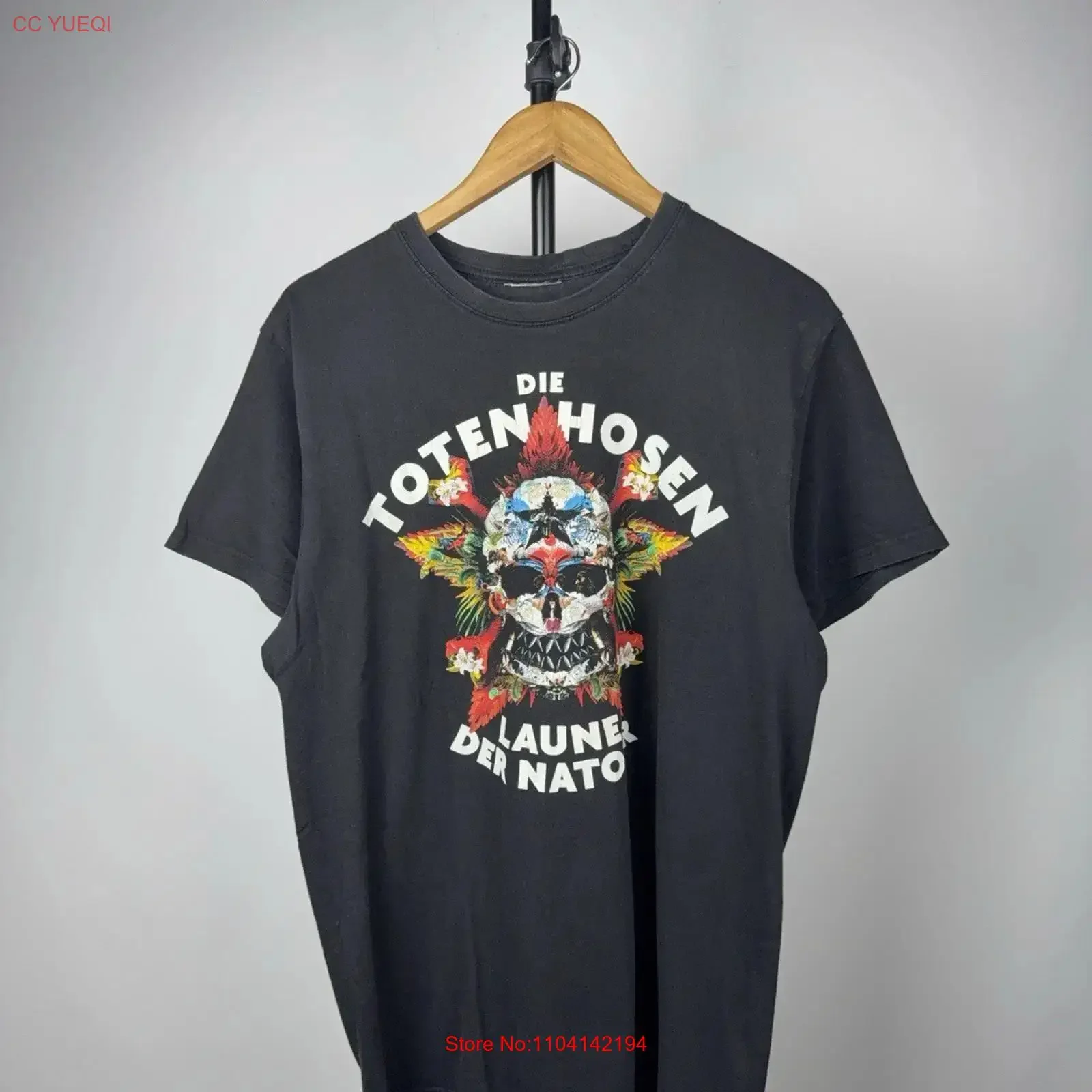 00er Jahre Die Toten Hosen 2017 Tour T-Shirt Skull Band Herren L Größe Vintage Washed Fashion Streetwear Stretch-Designerkleidung