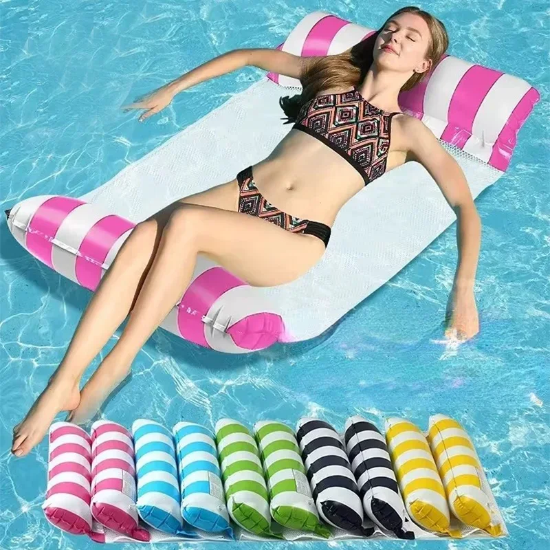 Neue Sommer Für Erwachsene Wasser Hängematte Liege Aufblasbare Schwimmende Schwimmen Matratze Meer Schwimmen Ring Pool Party Spielzeug Lounge Bett Image