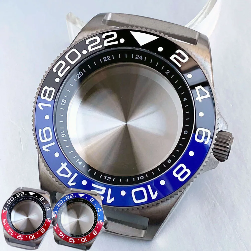 42mm Taucher-Titangehäuse mit Saphirglas, 200M wasserdicht, passend für NH35 NH34 GMT 24-Stunden-Kapitelring, Uhrenteil mit Schraubkrone Image