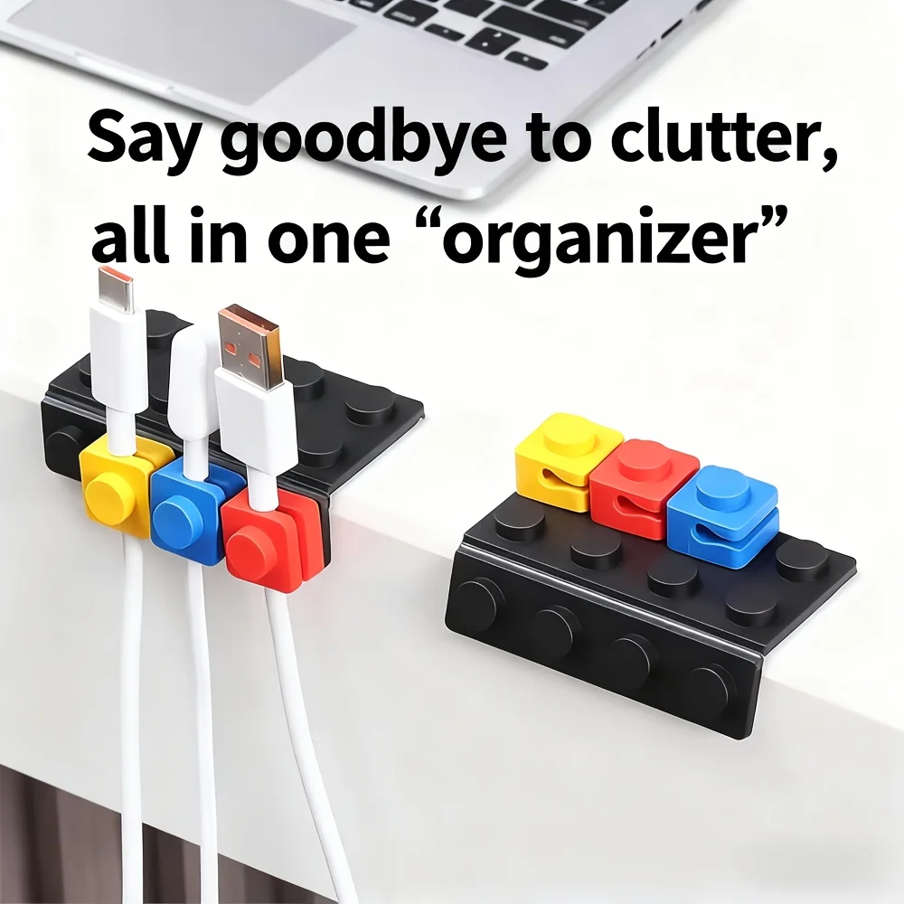 4/8 Stück Desktop-Kabelorganisator, Wandmontierter Kabelhalter, Rutschfester Organizer für Telefonladekabel Image