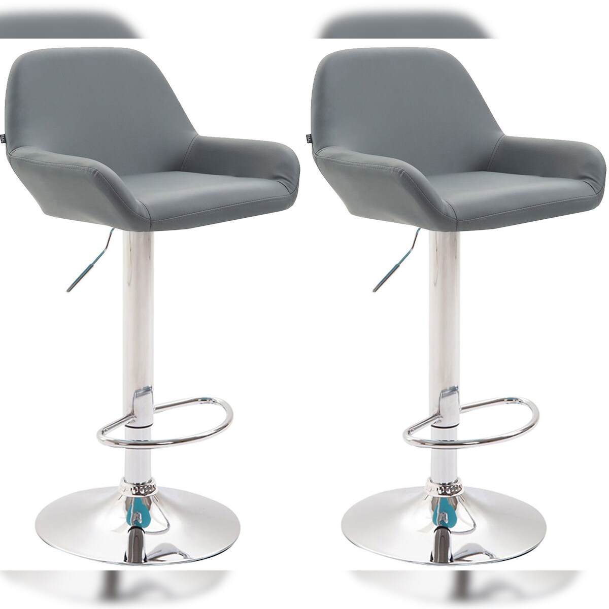 CLP 2er Set Barhocker Braga Kunstleder grau/chrom Image
