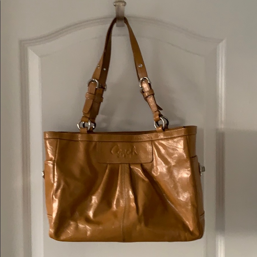 Coach Bags | Coach Factory Camel Patent Leather Shoulder Bag | Color: Tan | Size: Os