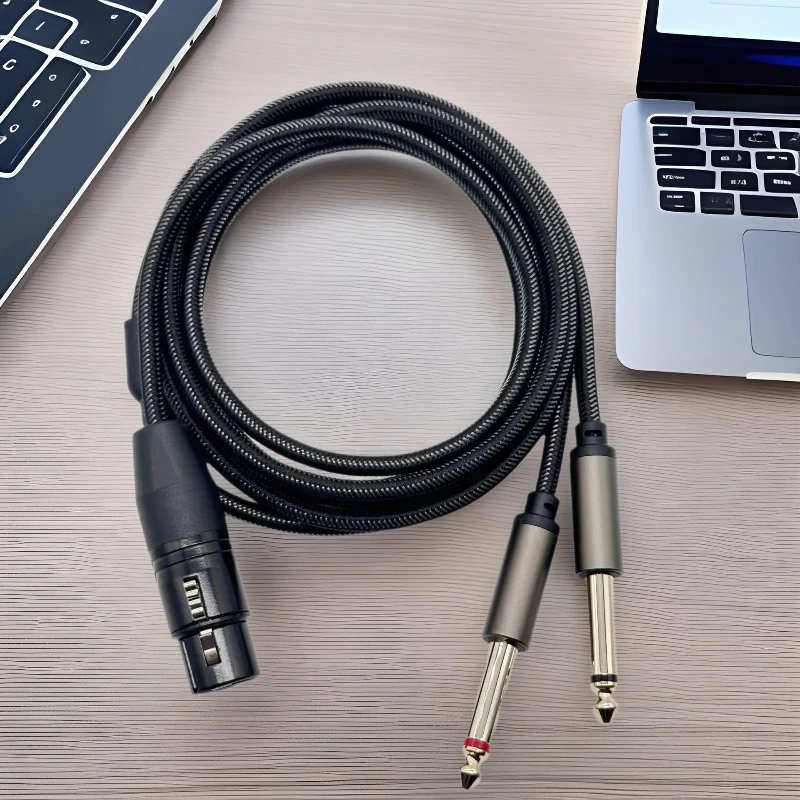 Cavo sdoppiatore a Y da XLR femmina a doppio jack da 6,35 mm, adattatore convertitore audio per microfono da XLR femmina a doppio jack mono TS da 6,35 mm, 0,5/1/2/3 m