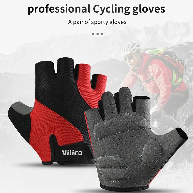 Sommer Outdoor-Sporthandschuhe Atmungsaktive Rutschfeste Halbfinger-Fahrradhandschuhe Stoßfeste Fitness-Sport-Trainingshandschuhe Image