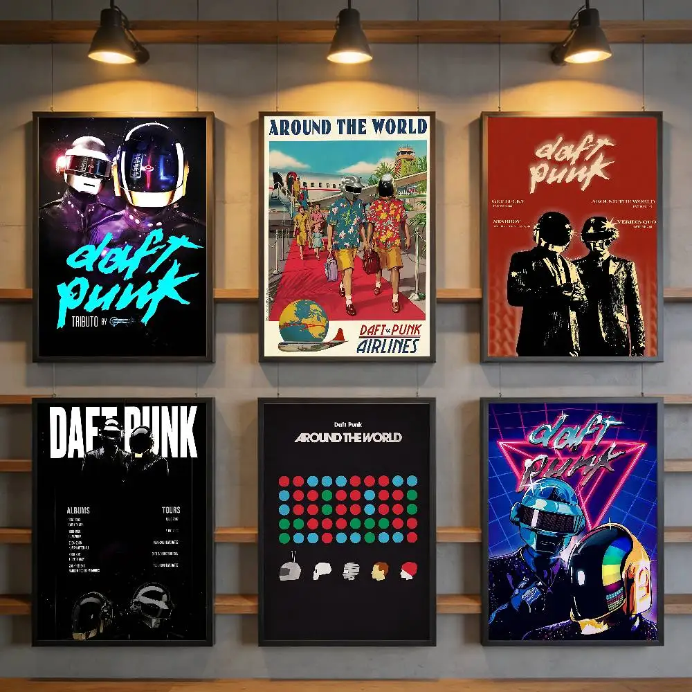 Around The World Daft Punk Poster Leinwanddruck Poster Vintage Classic Art Print Wohnzimmer Home Decor Kunstposter Geschenke
