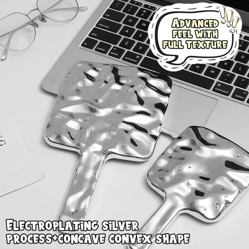 Quadratischer hand gehaltener Schmink spiegel flüssiger Kosmetik spiegel mit Griff Hands piegel Spa Salon Kompakt spiegel zur Wimpern verlängerung