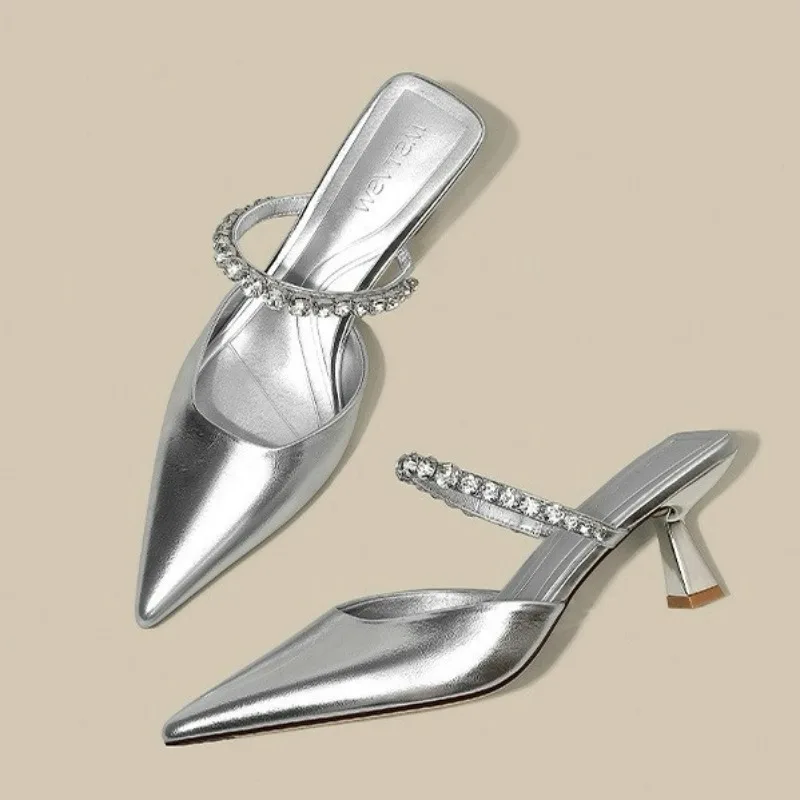 New Cheap 2025 trend High Heel Fashion Women's Shoes Shallow low Heels Sandals Heeled Shoes for Woman designer slippers