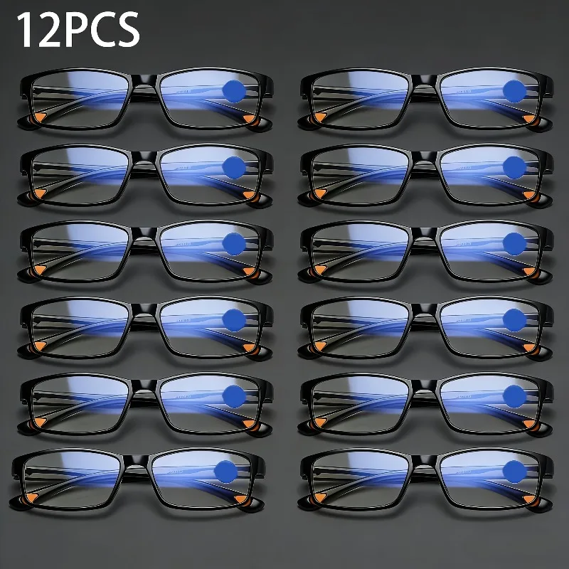 12 Stück klassische schwarze Lesebrillen, leicht, +1,0~+4,0, ideales Geschenk für Senioren. Image